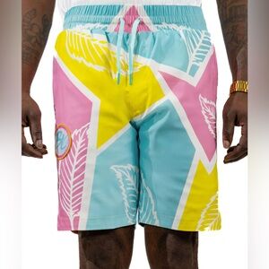 Blac leaf graphic shorts Sz small